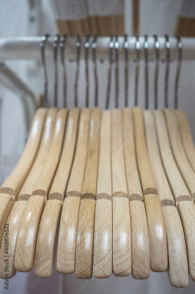 Empty wooden hangers