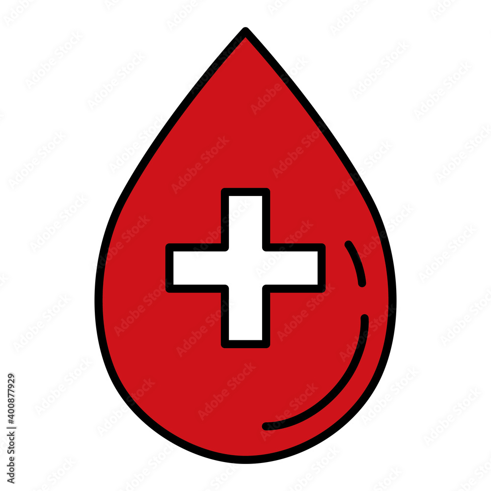 medical cross symbol in blood drop line and fill style icon vector illustration design medical cross symbol in blood drop line and fill style icon vector illustration design