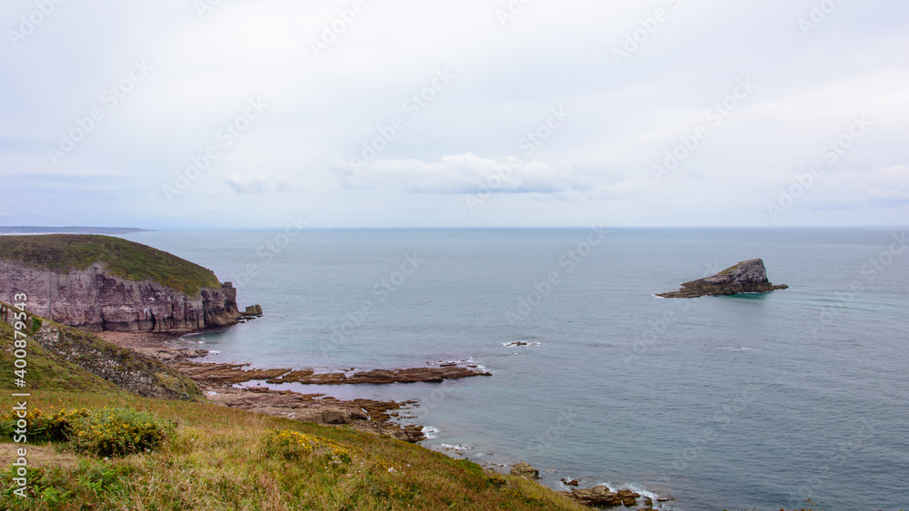 Cliffs and rocks of Cap Fréhel, a peninsula in Côtes-d'Armor in northern Brittany France