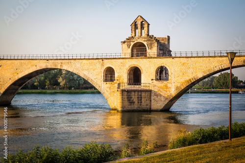 Pont Saint-Bénézet, the famous bridge over the river Rhone in Avignon, Provence, France