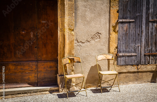 Decorations in the streets of the ancient village of Lourmarin in Provence, France photo