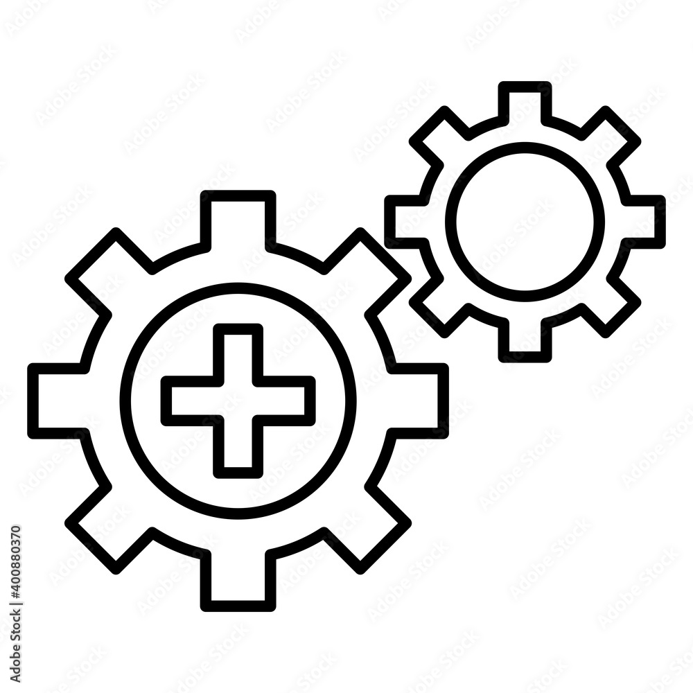 medical cross symbol in gears line style icon vector illustration design medical cross symbol in gears line style icon vector illustration design