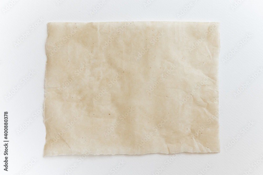 Parchment for baking culinary, isolated on white background, top view