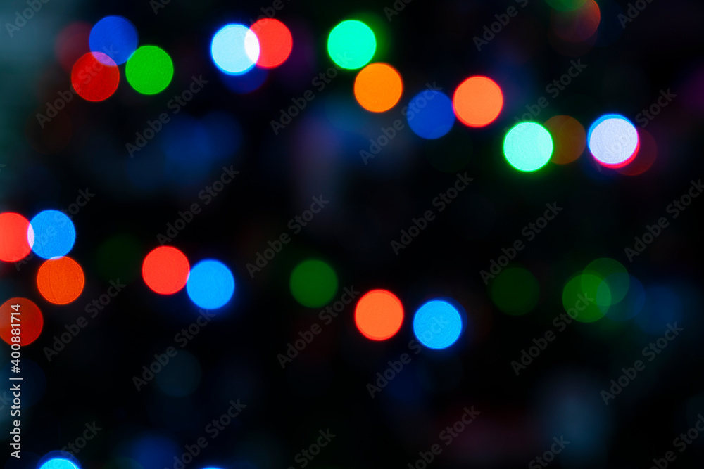 Festive feel of defocused colored lights
