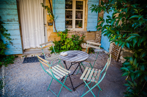 Old houses in the ancient village of Saignon, Provence, France