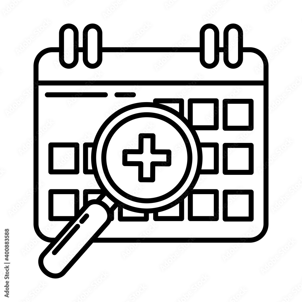 magnifying glass with medical cross in calendar line style icon vector illustration design magnifying glass with medical cross in calendar line style icon vector illustration design