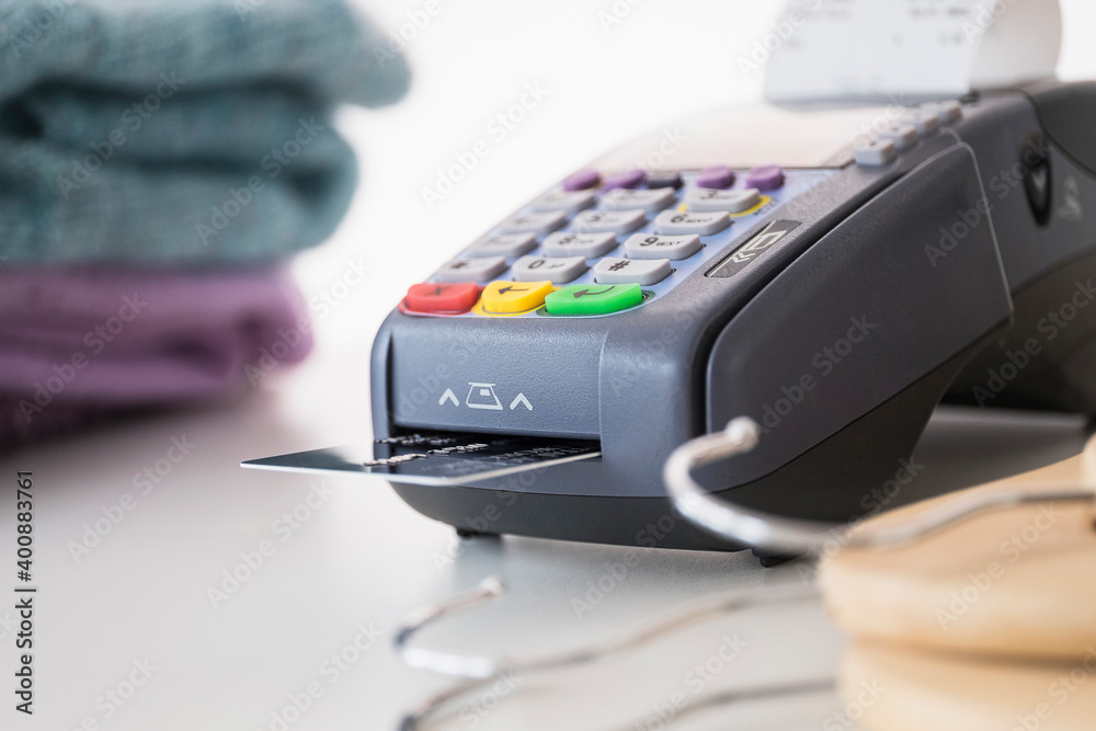 Credit card reader on counter Credit card reader on counter