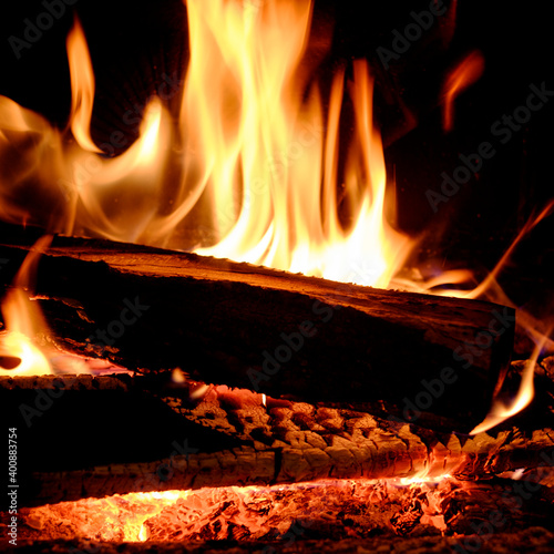 Close-up of fireplace