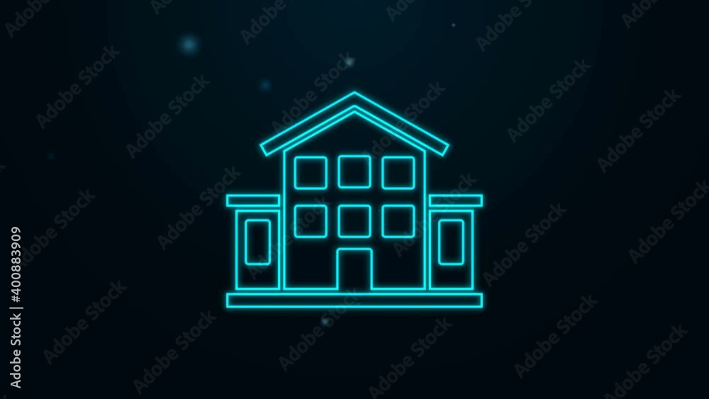 Glowing neon line House icon isolated on black background. Home symbol. 4K Video motion graphic animation Glowing neon line House icon isolated on black background. Home symbol. 4K Video motion graphic animation
