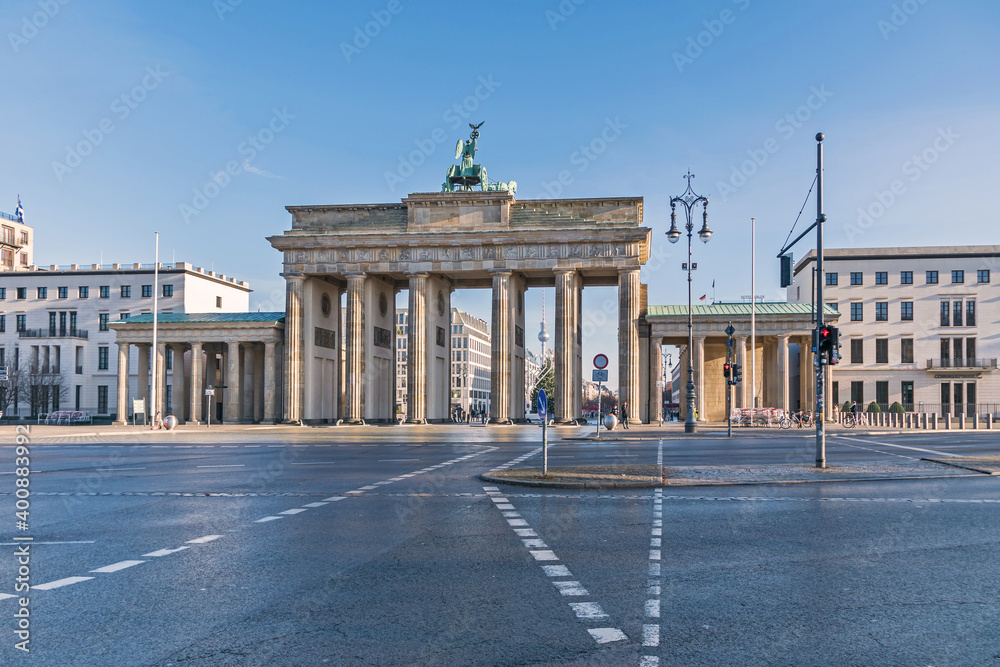 Platz des 18. Maerz (18 of March Square) with the Brandenburg Gate in Berlin, Germany