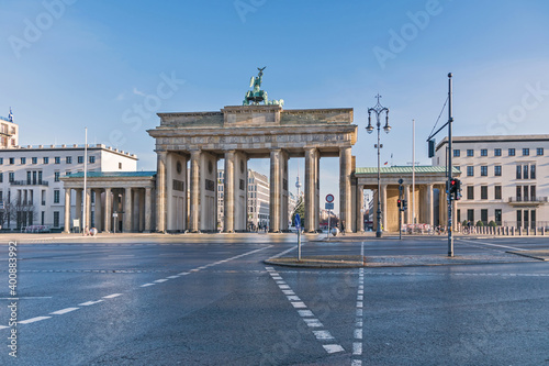 Platz des 18. Maerz  18 of March Square  with the Brandenburg Gate in Berlin  Germany