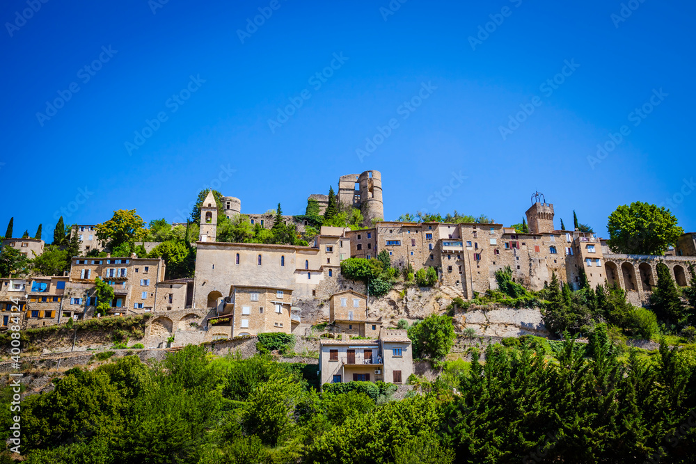 Scenic view of the ancient village of Montbrun-les-Bain, Provence, France Scenic view of the ancient village of Montbrun-les-Bain, Provence, France