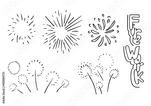 set of doodle firework isolated on white background hand drawn from firework.design elements. vector illustration.