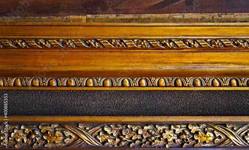 Golden wooden frame of the painting (detail), Rio de Janeiro, Brazil