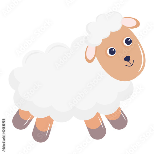 cute little sheep animal kawaii character vector illustration design