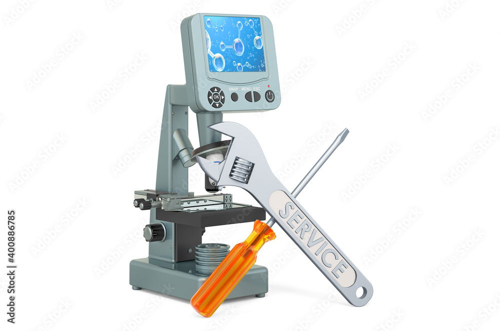 Service and repair of digital microscope, 3D rendering Service and repair of digital microscope, 3D rendering
