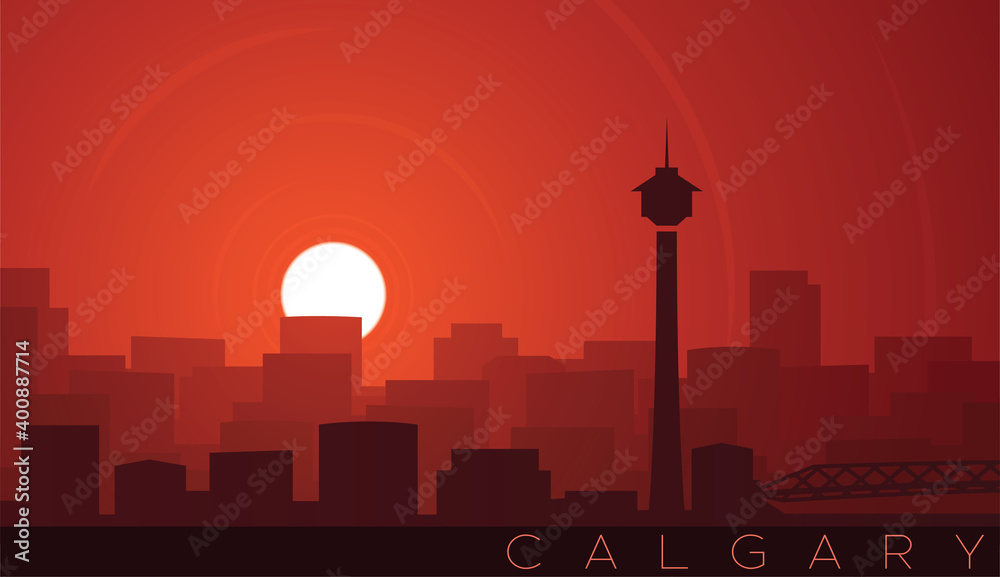 Calgary Low Sun Skyline Scene