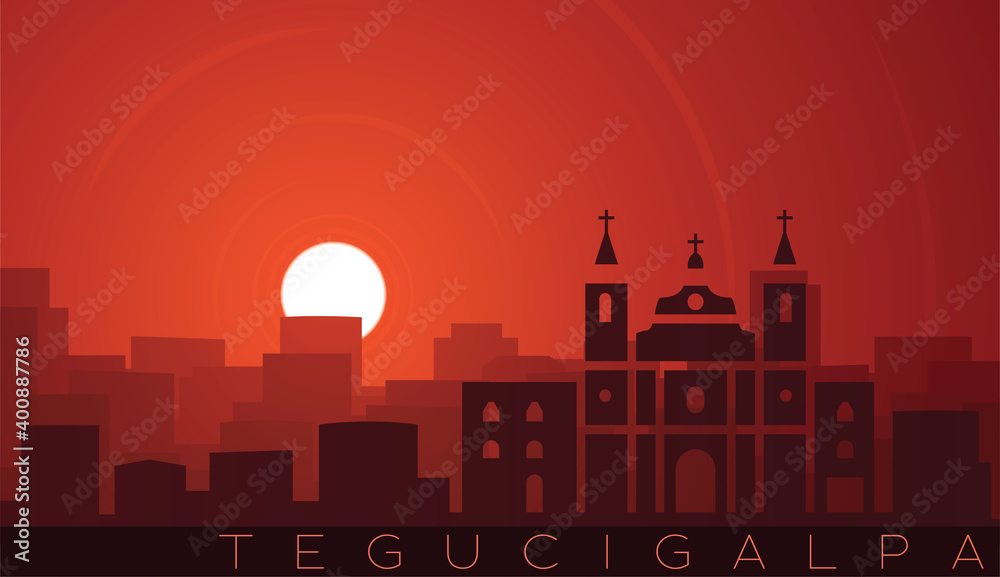 Tegucigalpa Low Sun Skyline Scene
