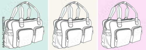 BABY care bag template vector sketch