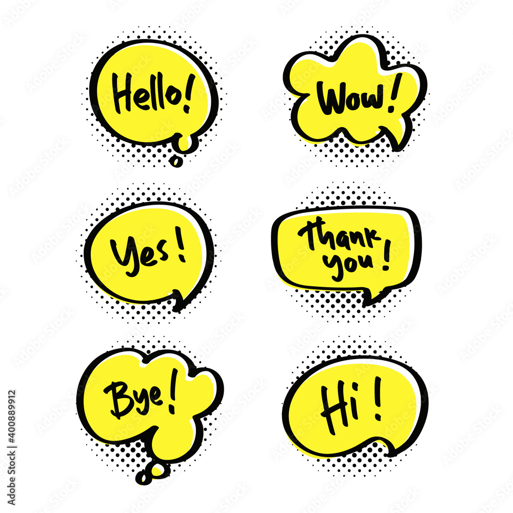 Comic and Cartoon Speech Bubbles in Pop Art Style. Vector illustration Comic and Cartoon Speech Bubbles in Pop Art Style. Vector illustration