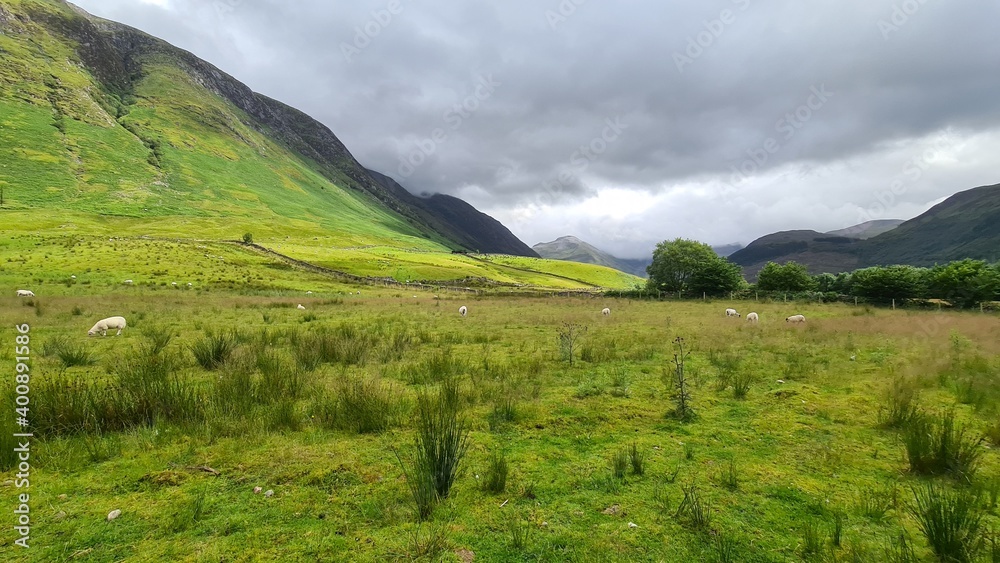 landscape with mountains and clouds