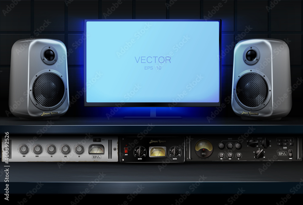 Fototapeta premium Realistic recording studio. Vector.