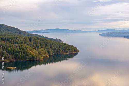 Calm ocean landscape from Maple bay in vancouver Island  Canada