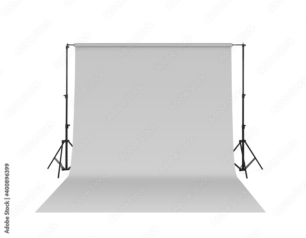 Modern light grey photo background isolated on white. Professional studio equipment Modern light grey photo background isolated on white. Professional studio equipment