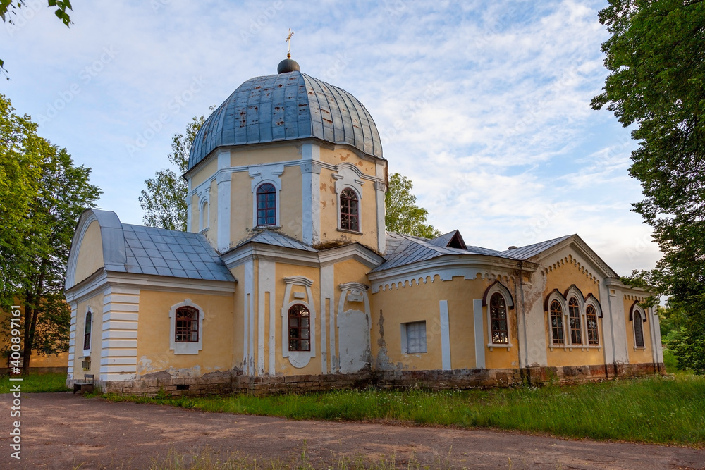 The old church in the Znamenskoye-Rayok estate (Tver region, Russia)