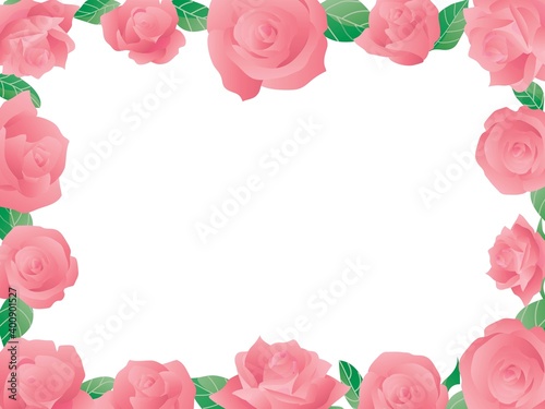 ピンクの薔薇フレームイラスト