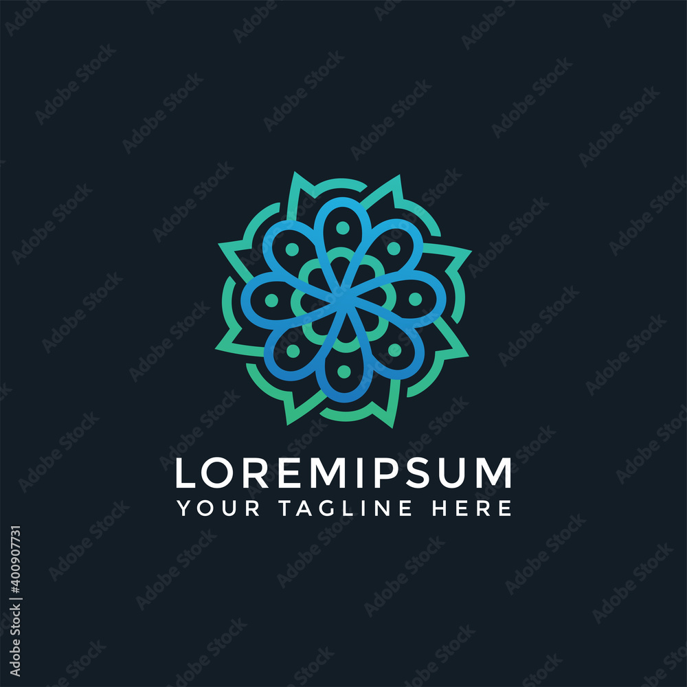 Mandala logo floral nature with leaves and flowers. elegant luxury beauty spa template - can use for yoga studios, holistic health medicine centers, natural and organic food products Mandala logo floral nature with leaves and flowers. elegant luxury beauty spa template - can use for yoga studios, holistic health medicine centers, natural and organic food products