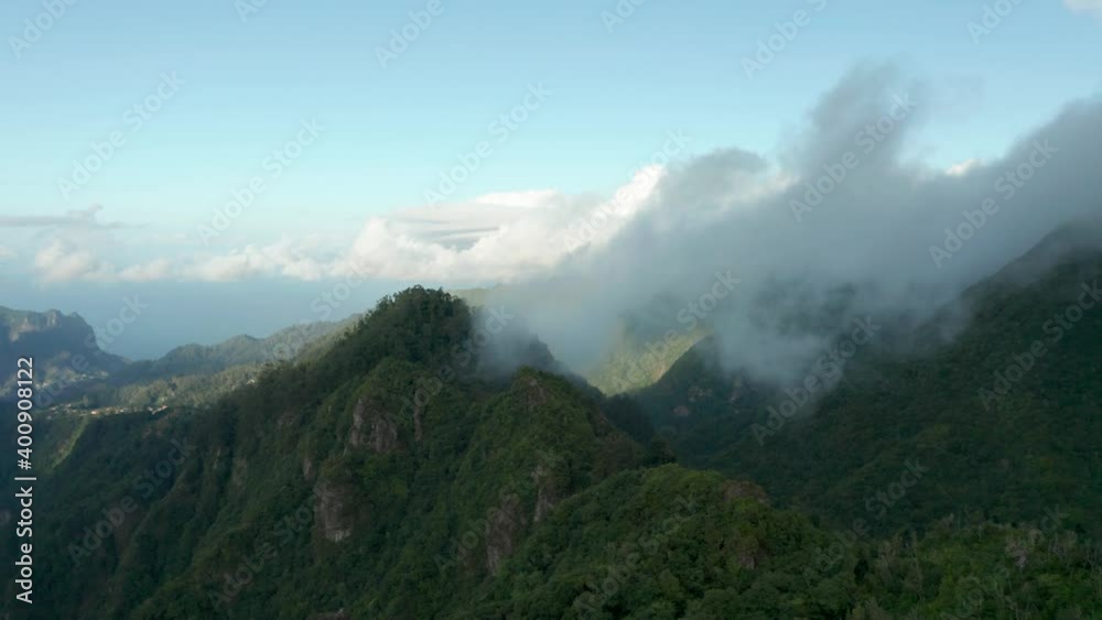 Aerial at Levada dos Balcões lush nature of Madeira island of Portugal Aerial at Levada dos Balcões lush nature of Madeira island of Portugal