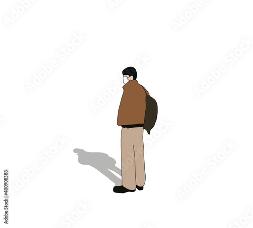 Back to school, studying on covid-19, education and university life concept. Happy handsome asian male student with backpack.