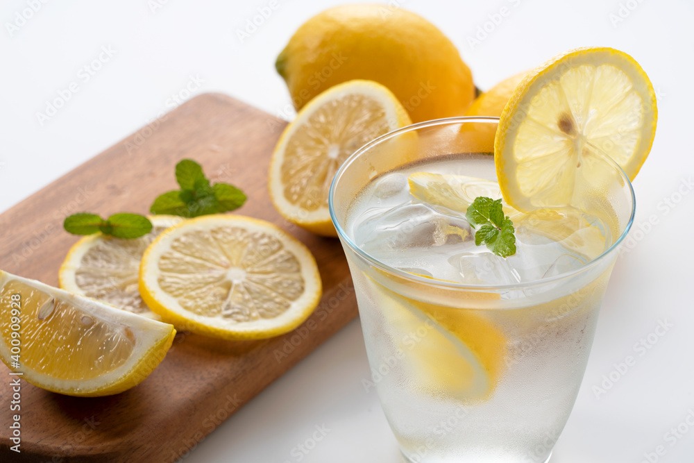 Cold lemonade on a white background Cold lemonade on a white background