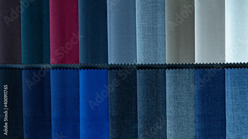 Close up of the pattern of the fabric for cutting the suit. Fabric texture background.