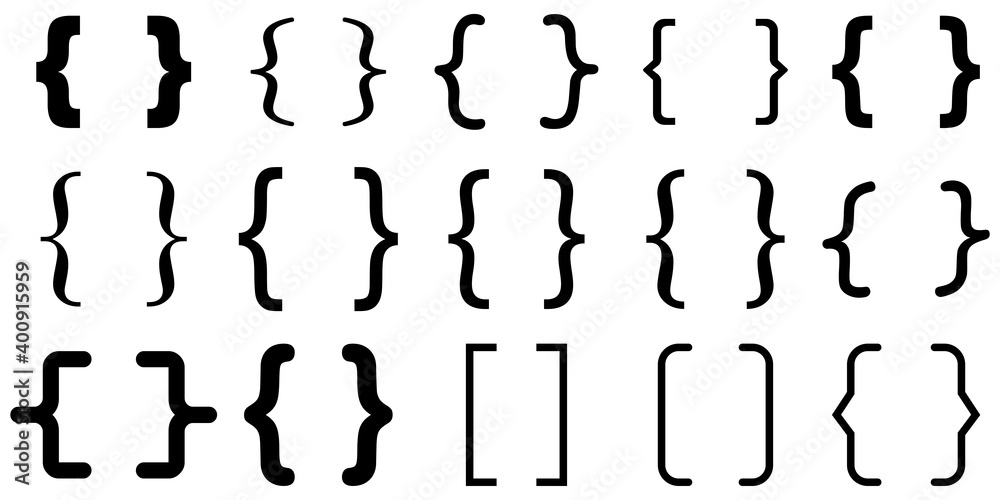 Flat set brackets for decorative design. Communication icon set.Decorative symbol. Stock image. EPS 10. Flat set brackets for decorative design. Communication icon set.Decorative symbol. Stock image. EPS 10.