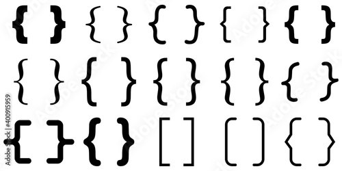 Flat set brackets for decorative design. Communication icon set.Decorative symbol. Stock image. EPS 10.