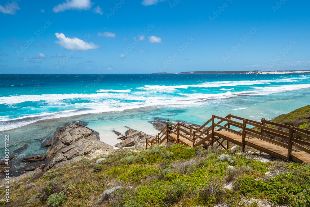 A perfect day at 11 mile beach in Esperance, Western Australia. Vibrant blue water with perfect beach. 