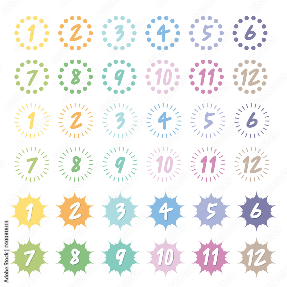 A set of numerical icons.  Vector illustration on white background.