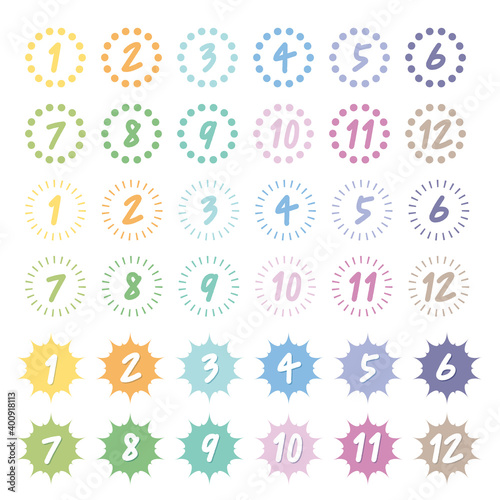 A set of numerical icons.  Vector illustration on white background.