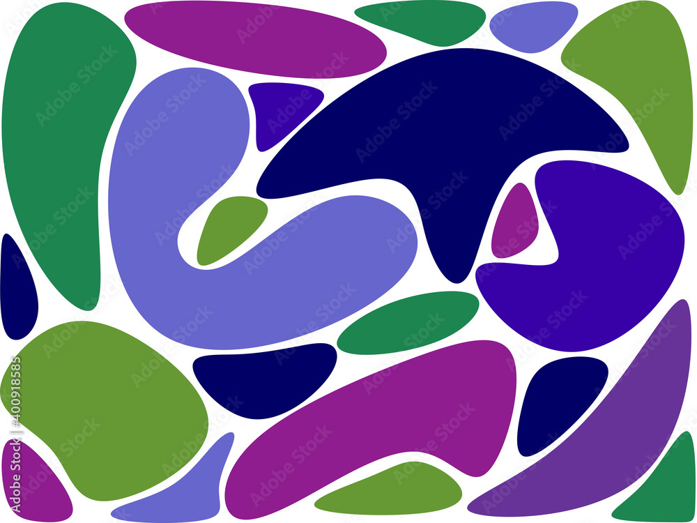 Oval shape variations with cold abstract colors