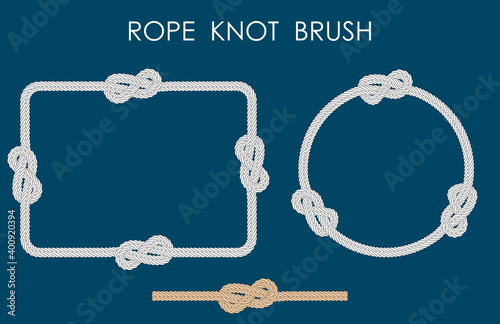 rope sea knot made of double rope. Rope for fastening on ships. Element for design and decoration. Vector
