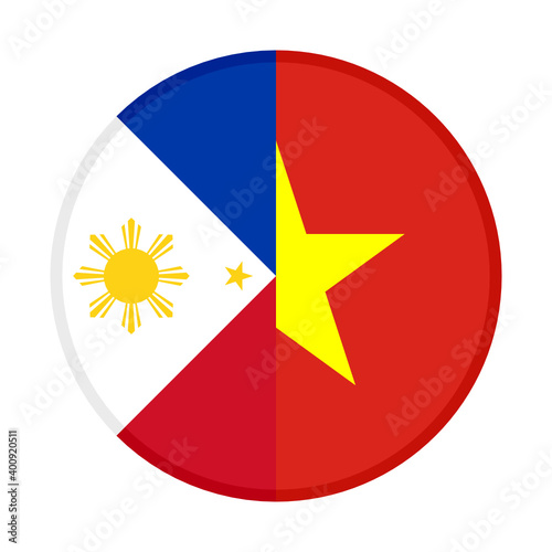 round icon with philippines and vietnam flags	
