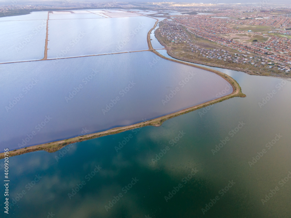 Aerial view of salt lake as seen from up high