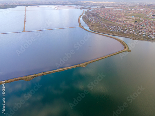 Aerial view of salt lake as seen from up high