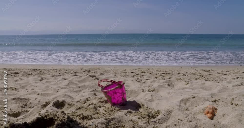 Toys wait to be played at a Mexican Beach