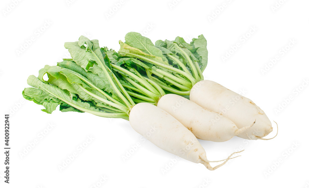 Daikon radishes an isolated on white background Daikon radishes an isolated on white background