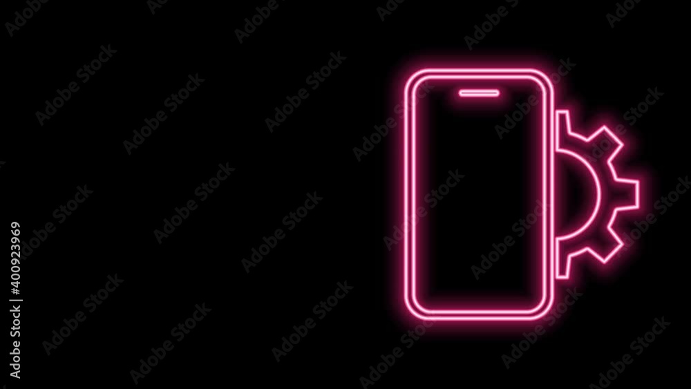 Glowing neon line Phone repair service icon isolated on black background. Adjusting, service, setting, maintenance, repair, fixing. 4K Video motion graphic animation Glowing neon line Phone repair service icon isolated on black background. Adjusting, service, setting, maintenance, repair, fixing. 4K Video motion graphic animation