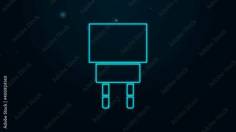 Glowing neon line Charger icon isolated on black background. 4K Video motion graphic animation