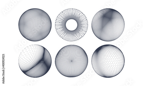 Spheres consisting of points. 3D grid design. Vector illustration for science and technology.